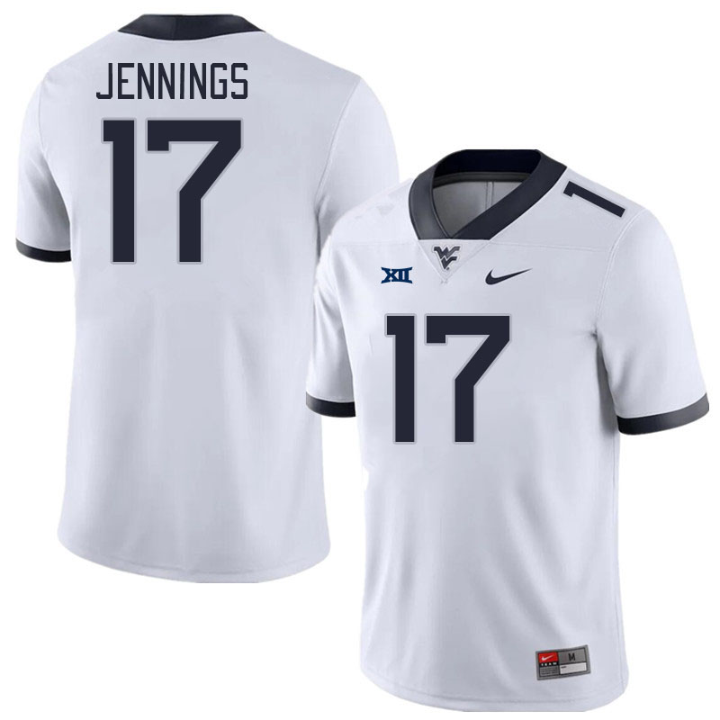 Men #17 Zae Jennings West Virginia Mountaineers College Football Jerseys Stitched Sale-White